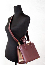 Burberry Banner Small Mahogany Red Leather Tote Crossbody Bag Purse